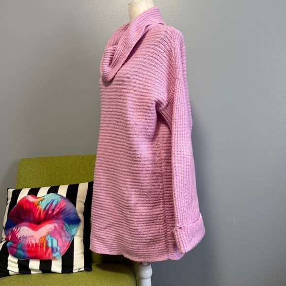 Pilcro Anthropologie Pink Knit Oversized Cowl Neck Tunic Sweater - Picture 3 of 6